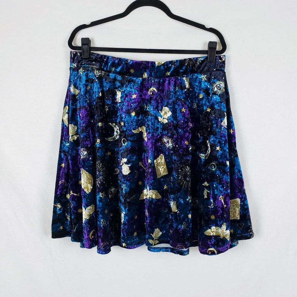 Midnight Hour Whimsigoth Witchy Celestial Crushed Velvet Skirt Womens 2X